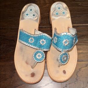 Jack Roger Women's Blue Embellished Sandals 10m